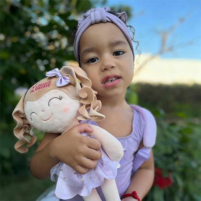 Gloveleya Personalized Ballerina Doll – Custom Name Plush Lavender Ballet Girl 13", Gift for Birthday, Baby Shower, Christmas & Holiday Keepsake for Toddlers and Little Girls