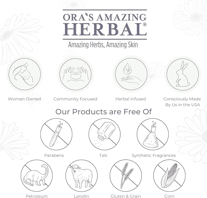 Baby Powder Talc-Free, Real Vanilla Amber Natural Scent, Cornstarch Free Arrowroot and Clay Based Powder, Synthetic Fragrance Free, Ora's Amazing Herbal, 2.5 oz 3 Pack