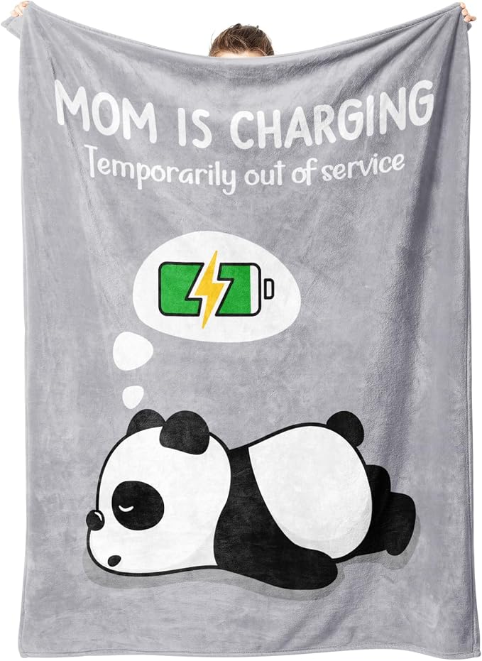 Craftique Mom Birthday Gifts, Funny Gifts for Mom- Mom's Charging Blanket | Mom Gifts for Women from Daughter Son Husband, Super Soft Blanket Throw for Napping Travel, 60”×50”