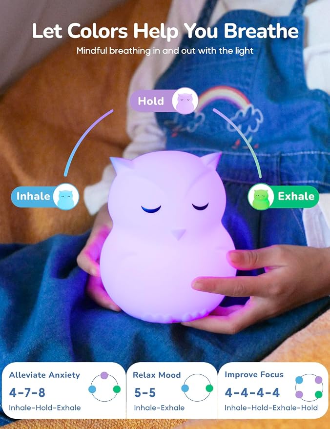 Breathing Pal 'Ollie'- Mindfulness Breathing Light, Guided Visual Meditation Breathing Light, Anxiety Relief Items for Calm Down Corner/Meditation/Sleep Aid for Adult&Kid