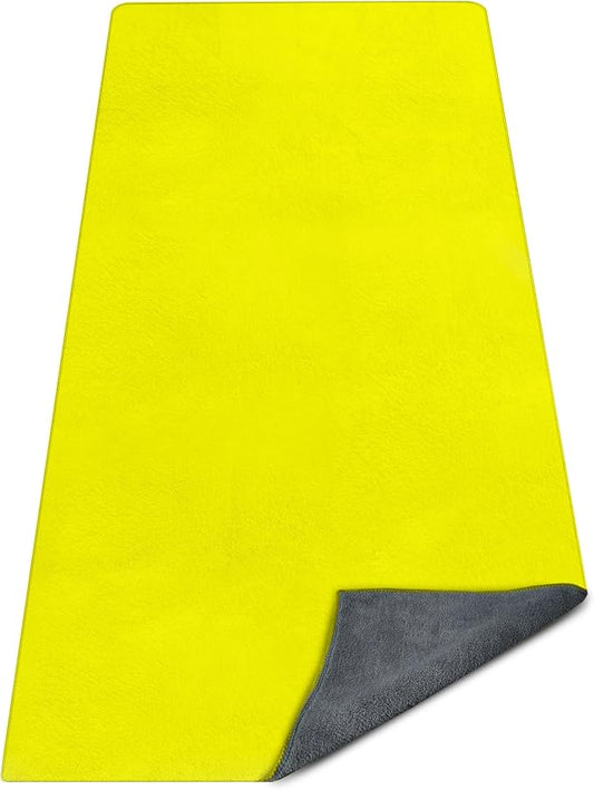 Yoga Mat Towel, Extra Thick (600GSM) Soft Hot Yoga Towel, Non-Slip and Sweat Absorbent for Hot Yoga, Bikram, Pilates, and Fitness, 72" x 27.5", Dual-Color, Grey/Yellow