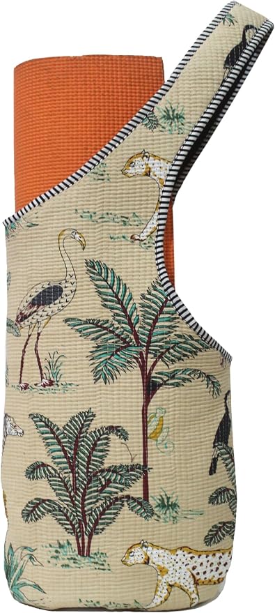 INDIAN CRAFT CASTLE Yoga Mat Bag | Tote Mat Bag | Sling Yoga Tote w/Large Side Pocket & Zipper Pocket | Yoga Mat Carrier Fits Most Size Mats