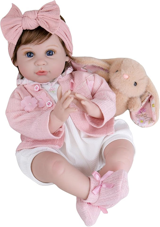 Milidool Reborn Baby Dolls Girl, 22 inch Lifelike Realistic Silicone Baby Girl Doll That Look Real Packaged with Feeding Toy Accessories Set,Gift for Grandma and Kids 3+