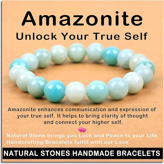AD Beads Handmade Gemstone Stretch Elastic Bracelet Crystal Healing Reiki Nature's Beauty and Spiritual Essence Unisex