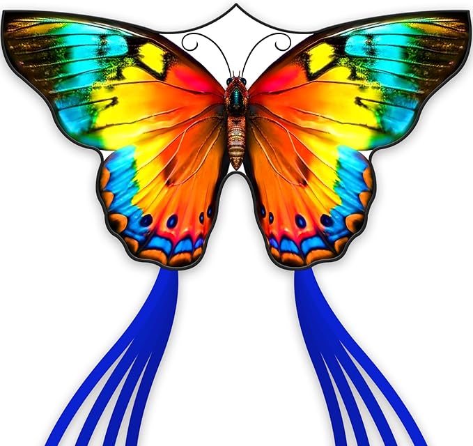SGftre Butterfly Kites for Kids and Adults,Extremely Easy to Fly for Beginners,Single Line String with Tail for Beach Flying Kites for Outdoor Trip Park Family Game(Flower Splendour Butterfly)