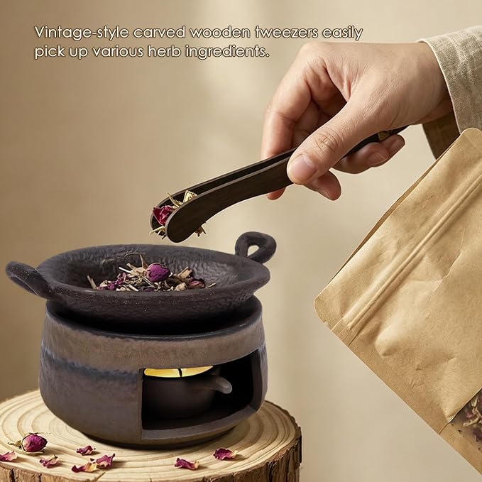 Ceramic Aromatherapy Burner, Incense Burner Kit with Clip and Pine Pad, Essential Oil Burner, Zen Incense Holder for Home Fragrance, Meditation, Relaxation & Bedroom Decor