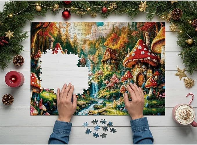 1000 Pieces Jigsaw Puzzles for Adults, Magic Series - Premium Fantasy Art & Seamless Interlock, Challenging Brain Teaser, Large 28" x 20", Great Gift Idea & Home Decor（Mushroom House）