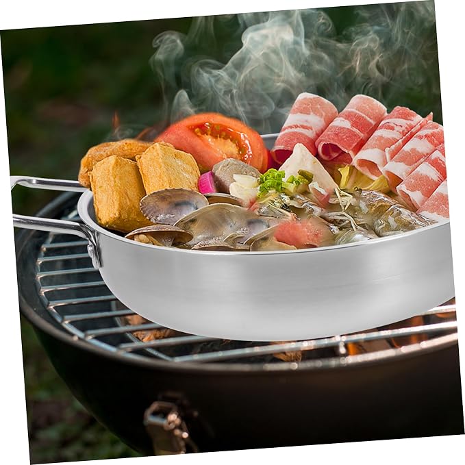 3pcs Stainless Steel Soup Pot Set Heavy Duty Ramen Hot Pot for Cooking Korean Noodles Double Handles Induction Compatible for Home and College Use