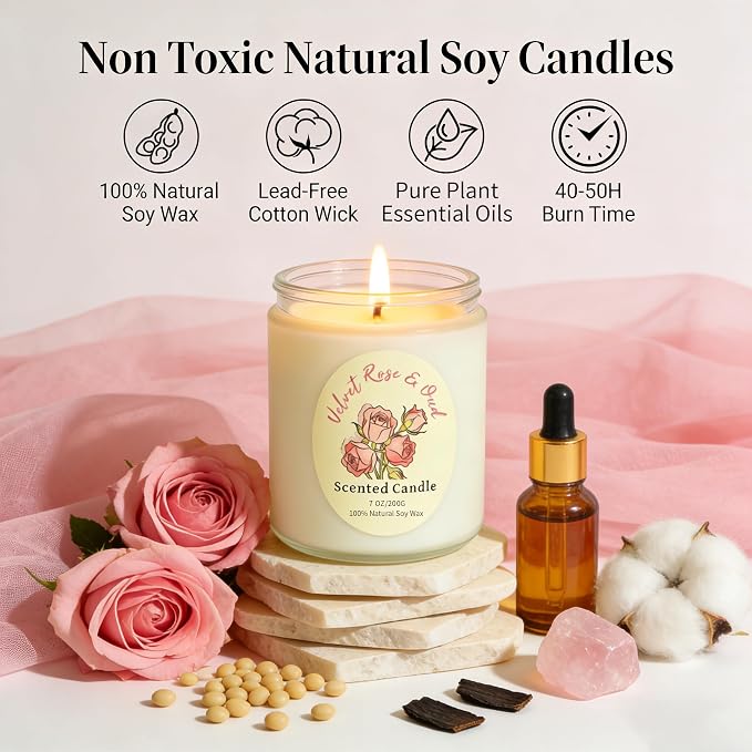 4 Pack Scented Candles Gift Set, Natural Soy Wax Non Toxic 28 oz for Home | Aromatherapy Candles Lavender Eucalyptus Vanilla Coconut Rose, Housewarming Relaxation Spa Birthday teacher Gifts for Women