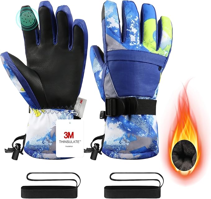 Ski Gloves,Snow Gloves,Waterproof Cold Weather Winter Gloves for Parent Boys Girls- Cycling, Driving, Running