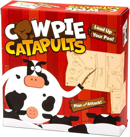 Cowpie Catapults - Launch Poop with a Catapult to Knock Over Cows, Last Moo Standing Wins, Easy to Learn, Cow Tipping Funny Kid Family Board Game, Age 6+