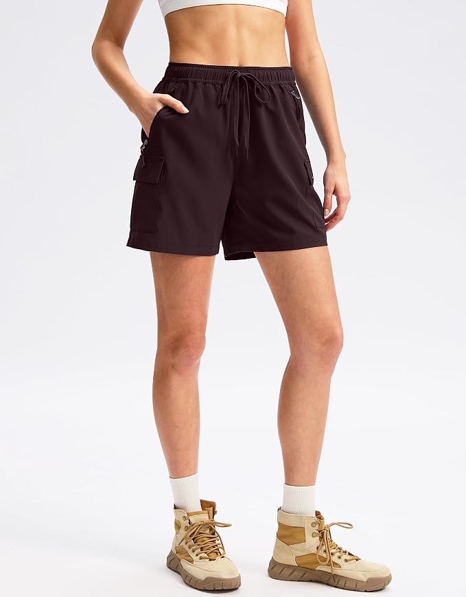 SANTINY Women's 5''/ 7''/9'' Hiking Cargo Shorts Quick Dry Lightweight Summer Shorts for Women Athletic Golf Zipper Pockets