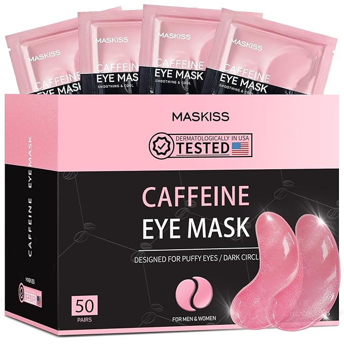 Maskiss Under Eye Patches (50 Pairs), Caffeine Eye Masks for Dark Circles Puffy Eyes Undereye Bags, Collagen Eye Patches for Wrinkles and Puffiness, Skin Care Gift for Her