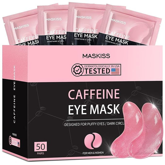 Maskiss Under Eye Patches (50 Pairs), Caffeine Eye Masks for Dark Circles Puffy Eyes Undereye Bags, Collagen Eye Patches for Wrinkles and Puffiness, Skin Care Gift for Her