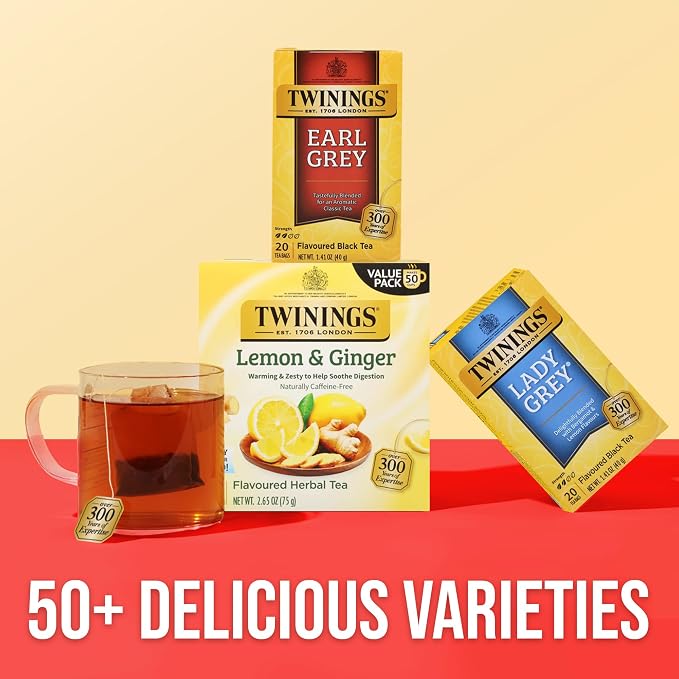 Twinings Earl Grey Black Tea Individually Wrapped Bags, 20 Count (Pack of 2), Flavoured with Citrus and Bergamot, Caffeinated, Enjoy Hot or Iced, 20 Teabags