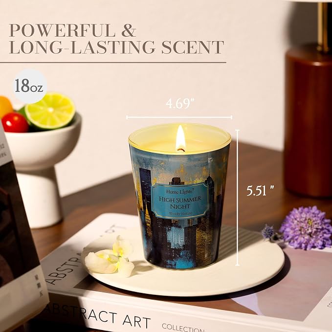 HomeLights High Summer Night Scented Candles | 6.7oz Soy Candles Industrial Chic Large Candle Jars | Ideal Candle Gifts for Events, Home Decor Stress, Relief & Relaxation