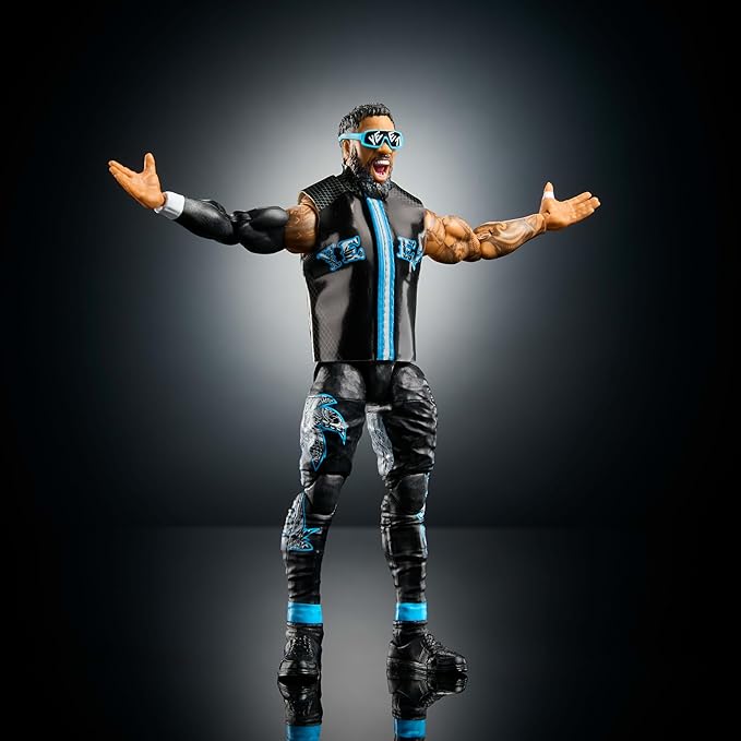 Mattel WWE Ultimate Edition Action Figure & Accessories Set, Jey USO 6-inch Collectible with Swappable Heads & Hands, 30 Articulation Points