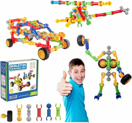 SHUNLAM Building Toys for Kids, 110 Pcs STEM Toys for Boys and Girls, Interlocking Playset for Age 3+, Kids Creative Kit (110 PCS)