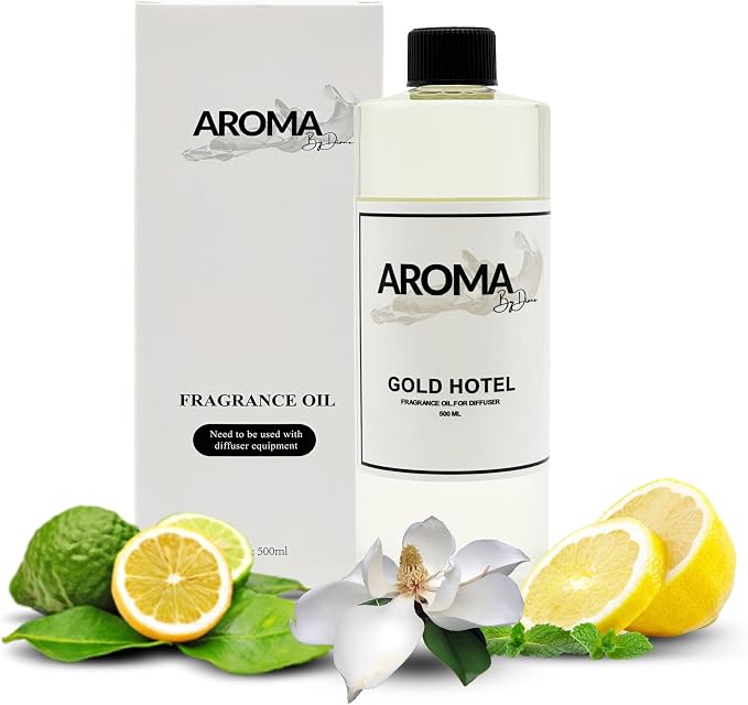 Essential Oils for Diffuser - Gold Hotel Fragrance Oil Blend - Luxury Hotel Inspired Aromatherapy Oils - Bergamot, Lemon and Lemongrass Scent - 500ml