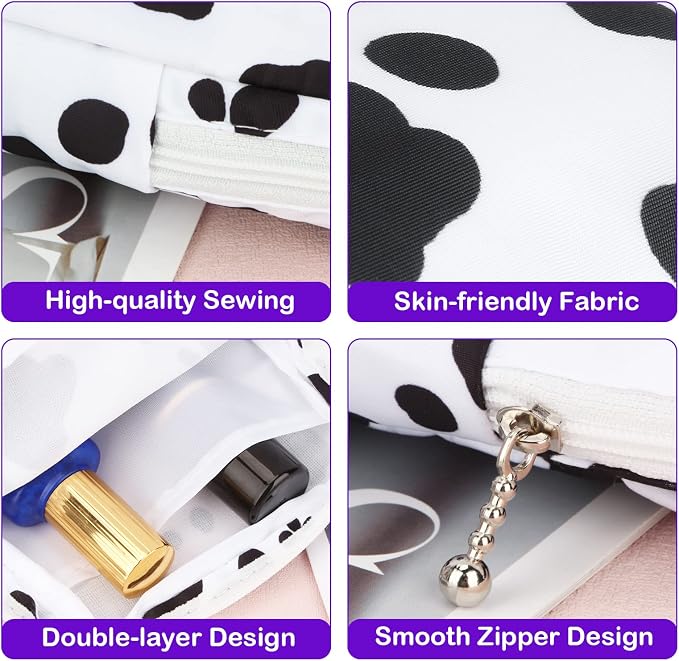 Sanitary Pad Storage Bag Portable Period Bag for Teen Pads/Sanitary Napkins/Small Tampons, Sanitary Napkin Storage Bag First Period Gifts for Teen Girls (Cow)