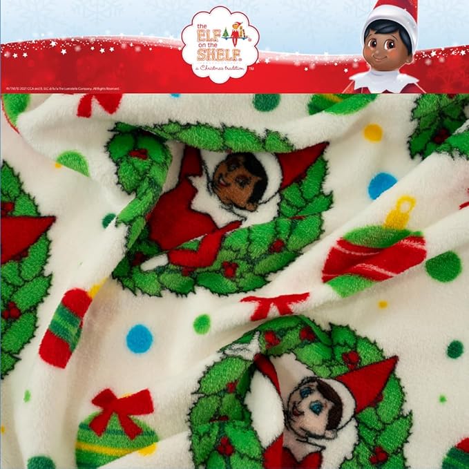 Elf On The Shelf Holiday Christmas Bedding Super Soft Silk Touch Throw, 40 in x 50 in, (Officially Licensed Product) by Franco