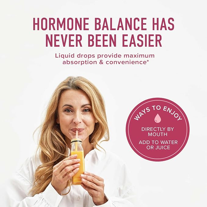 Hormone Balance Liquid Drops with Black Cohosh & Stinging Nettle, Vegan | With Red Raspberry Leaf Chasteberry & More, Menopause Hot Flash & PMS Menstrual Herbal Support Tincture, USDA Organic, 2oz