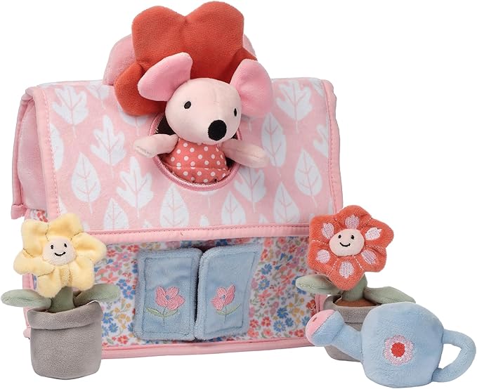 Lambs & Ivy Floral Cottage Interactive Plush Play Set - Pink, Animals, Garden