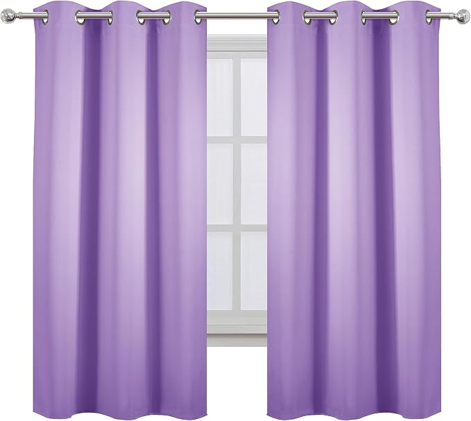 LEMOMO Lavender Blackout Curtains 42 x 63 Inch Length/Set of 2 Curtain Panels/Thermal Insulated Room Darkening Blackout Curtains for Bedroom