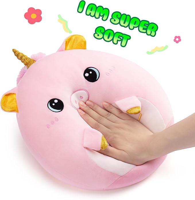 Get Well Soon Unicorn Plush Pillow Stuffed Animal Toy Patient Feel Better,14" Big Size Cute Soft Huggable Plushie,Gift for Kids Women Girl