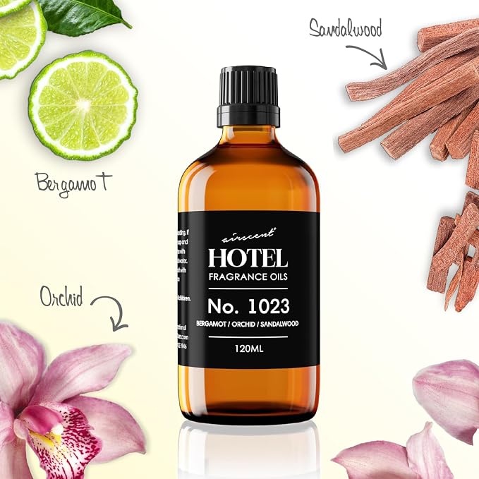 AirScent Hotel Diffuser Oil No. 1023 - Baccarat Hotel Inspired - 120 mL | Bergamot Orchid Sandalwood - Premium Fragrance Oil for Ultrasonic and Waterless Diffusers and Crafting - 4 fl oz Bottle