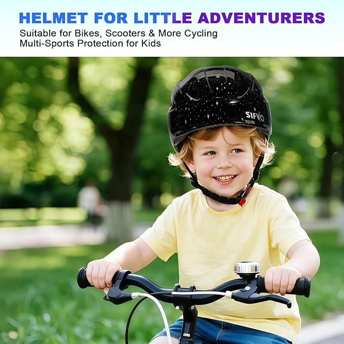 Kids Bike Helmet with LED Light, SIFVO Youth Toddler Boys Girls Helmets,2 Size Adjustable for Ages 3-5-10,Multi-Sport for Bicycle, Scooter, Skateboard,46-55cm