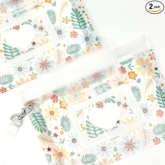 Baby Wipes Dispenser Portable & Refillable Wet Wipe Pouch Pack of 2 Reusable Wipes Holder and Wipe Container, Baby Essential, Makeup Wipe Travel Case - Regular Size, Floral Love