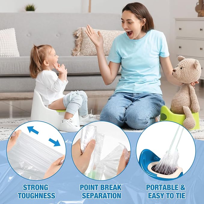 Toyvian 50pcs Portable Disposable Travel Potty Liners for Boy Girl Leakproof Toilet Seat Bin Bags for Easy Potty Training at