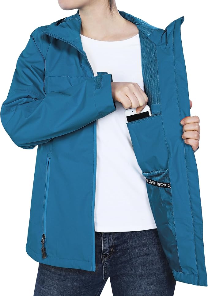 33,000ft Packable Rain Jacket Women Lightweight Waterproof Raincoat with Hood Cycling Bike Jacket Windbreaker
