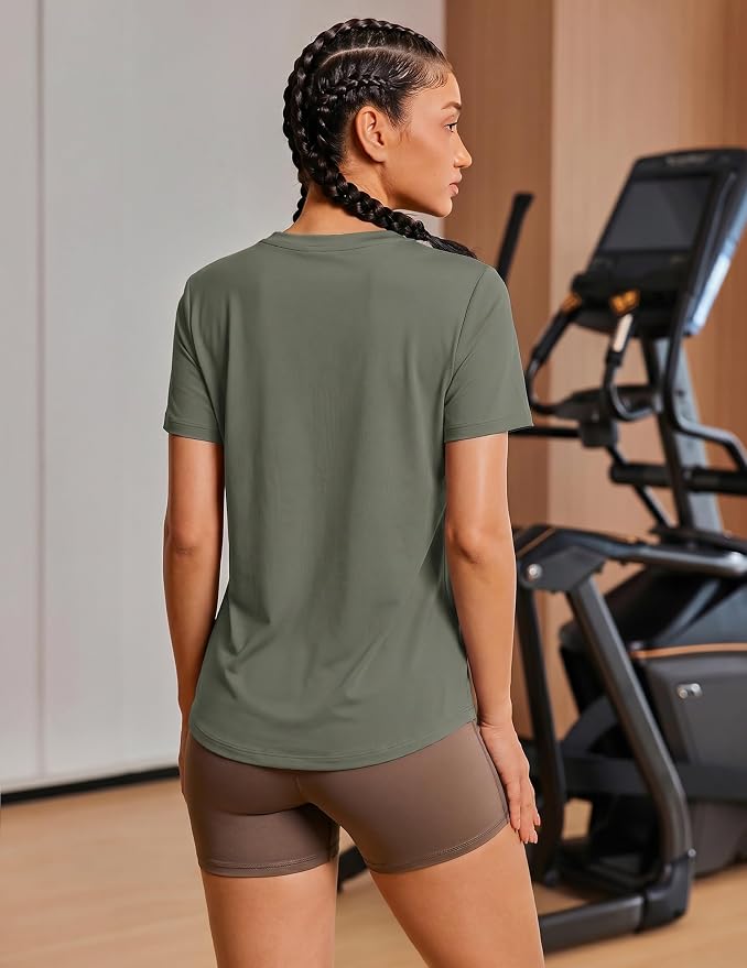 PINSPARK Soft Workout Tops for Women UPF 50+ Sun Protection Shirt Quick Dry Athletic Running Hiking Travel Basic Tee Shirts