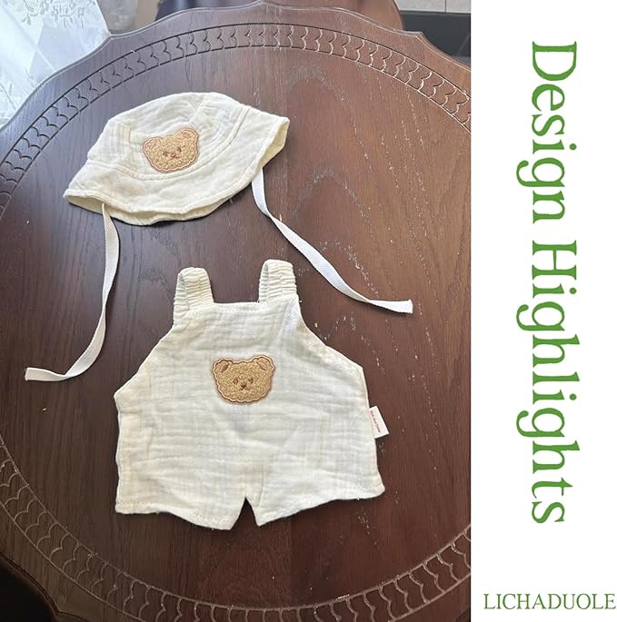 9-12"/30cm Teddy Bear Outfit: 2-Piece (Romper + Bonnet) Doll Clothes for Medium Bashful Bunny Bartholomew Bear（NO Doll）
