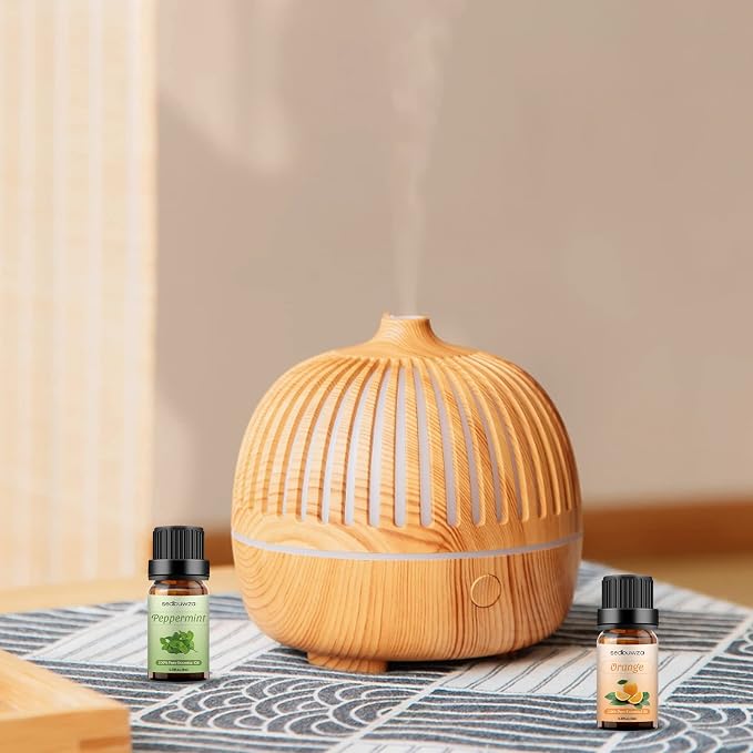 Sedbuwza Peppermint Orange Essential Oil Set, Peppermint Fragrance Oil Orange Scent Oil Set for Diffuser, Aromatherapy, Massage, Soap, Candle Making 2 x 10 ml