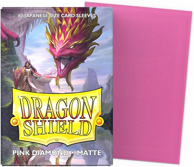 Dragon Shield | Japanese Size Card Matte Sleeves | 60 CT - Smooth & Tough Premium TCG Sleeves - Compatible with Yu-Gi-Oh, Naruto, Cardfight & Vanguard | Pink Diamond