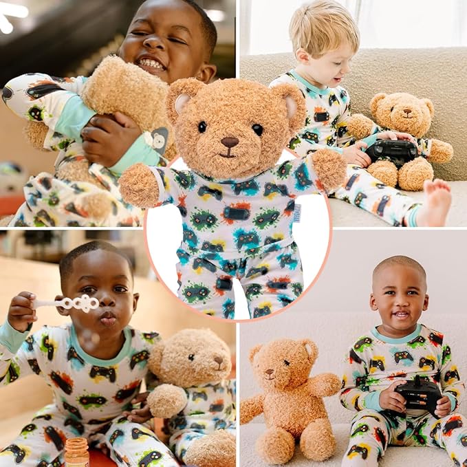 Zip N' Bear Soft Plush Teddy Bear Stuffed Animal with Gamers Galaxy Pajamas - Zippy The Bear Cute Cuddly Plush Toy, Perfect Sensory Teddy for Kids, Toddlers - Adorable Gift & Bedtime Companion