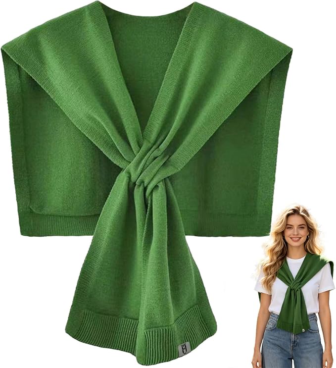 huablo Women's Fashion Knitted Shawl - Khaki Sweater Shawl for Air-Conditioned Rooms
