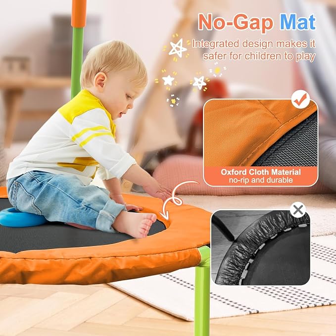 ATIVAFIT 36-Inch Toddler Trampoline with Foam Handle, Foldable Indoor Outdoor Mini Rebounder for Kids Ages 2–6