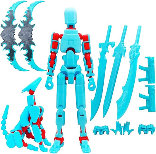 T13 8 inches Large Action Figure Glow in The Dark Blue (Assembly Completed) Dummy 13 Titan 13 Poseable Collectible Highly Detailed Sculpting & Accessories for Display and Play (Blue Red)