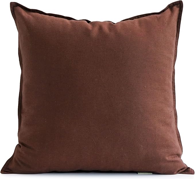 Jeanerlor Solid Cotton Linen Decoration 18"x18" Throw Pillow Cushion Case Special Pillow Cover Delicate Decorative Pillowcase for Couch/Bed/Chair,(45 x 45cm), Reddish Brown