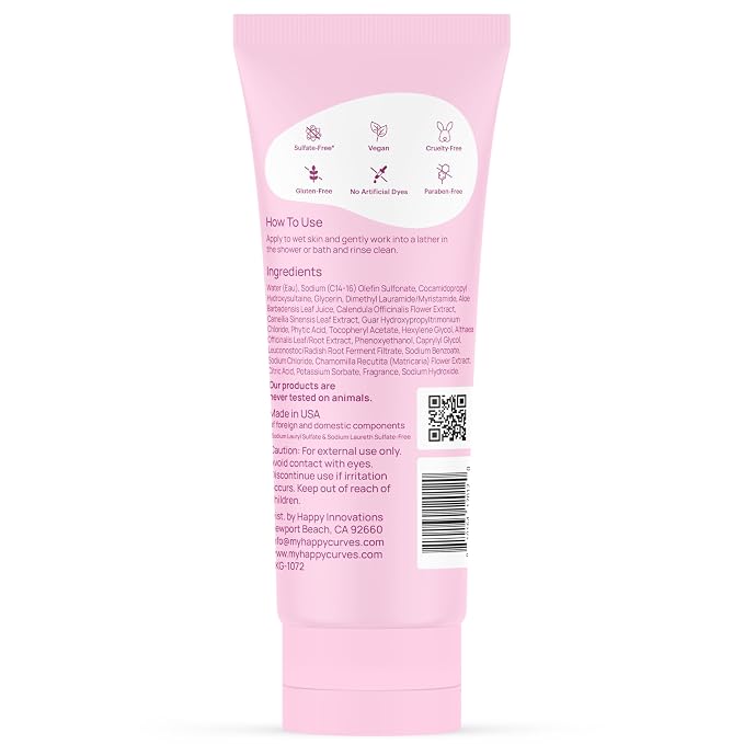 HAPPY CURVES Feminine Wash - pH Balanced Cleanser with Aloe & Vitamin E - Intimate Care for Women - Odor Control, Gentle Daily Vaginal Wash for Sensitive Skin (7 Fl Oz (Pack of 1), Tropical Oasis)