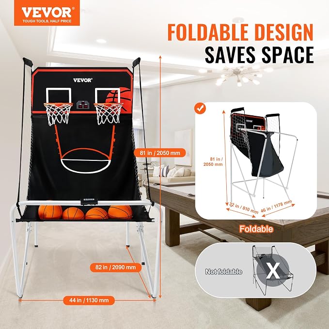 VEVOR Basketball Arcade Game Indoor, 2 Player Indoor Basketball Game, Home Dual Sport with 8 Game Modes, Electronic Scoreboard, and Inflation Pump,Adults