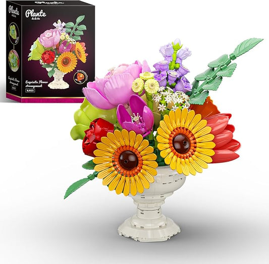 Botanicals Flower Arrangement Building Set, Classic Style Artificial Flower Bouquet, Chrysanthemum Building Toy, Gift for Women - Unique Bouquet Collection for Adults