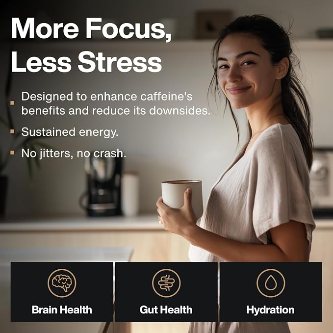 Mindful Tasteless Prebiotic Fiber for Your Coffee - Enhanced with L-Theanine, Magnesium, B Vitamins - Dissolves Clear & Taste-Free - Unflavored, Unsweetened (30 Count)