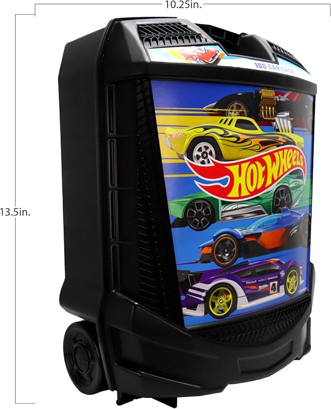 Hot Wheels 100-Car Storage Case – Large Capacity Organizer for 1:64 Die-Cast Vehicles with Handle and Latch, Durable Portable Carrying Case for Kids, Travel, and Toy Car Collectors