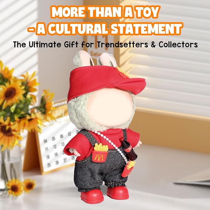 AICase for Lububu Clothes/for Lububu Outfits,Clothes Set for Lububu 17cm Doll,3 Piece Set Hat Clothing for la-bubu, Boys and Girls Stylish Adorable Dolls Clothes Accessories (No Doll)_01