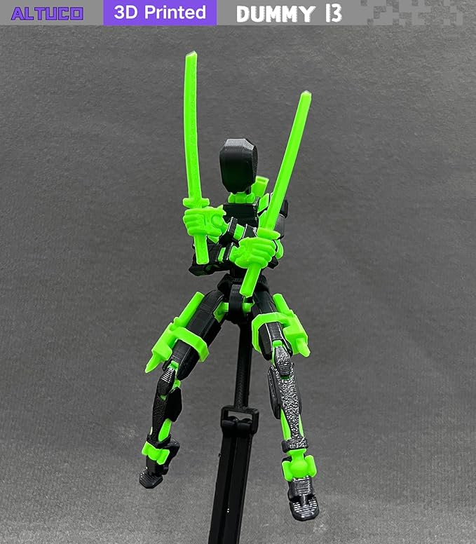 T13 Action Figure with Lots of Accessories,3D Printed Multi-Jointed Titan13 Figure,Black Dummy 13 Desktop Decorative Toy